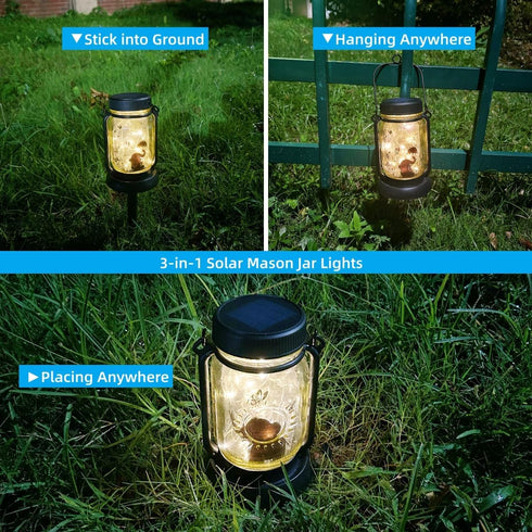 Elephant Play Fairy Theme Garden Lights, Solar Mason Jar Lights, Patio Solar Lights, Outdoor Decorative Lights, Hanging Lights, Gifts for Mom, Gif...