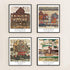 Berkin Arts Wall Art Unframed Prints Giclee Art Paper Set of 4, 11x14 inch Landscape Artwork, Bedroom Decoration Brown Abstract Antique Illustrati...