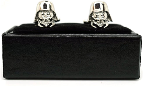 Teri's Boutique Men's Jewelry Star Wars Darth Vader Head Silver Tone Cufflinks Pair w Box...