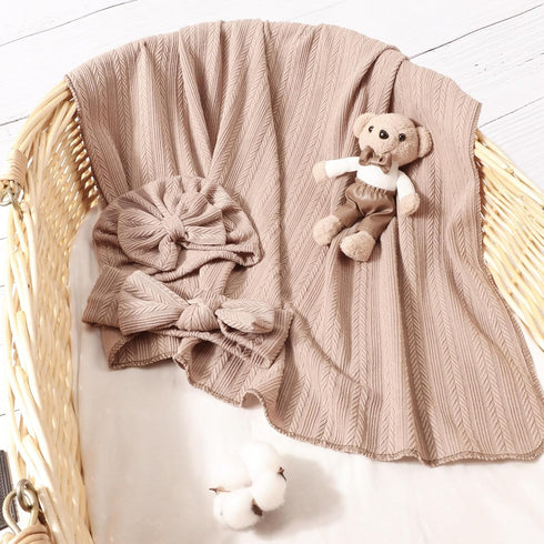 DRESHOW BQUBO Newborn Receiving Blanket Toddler Warm for Girls with Matching Bow Hat and Bow Headband Shower Gift...