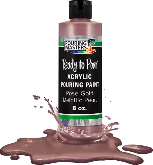 Pouring Masters Rose Gold Metallic Pearl Acrylic Ready to Pour Pouring Paint – Premium 8-Ounce Pre-Mixed Water-Based - For Canvas, Wood, Paper, Cr...