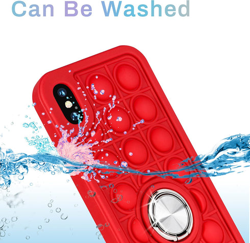 Joyleop Red Bubble Case for iPhone X/XS Fidget Design Unique Silicone Cute Fun Cover Girly Fashion Girls Boys Kids Cases,Funny Kawaii with Metal R...
