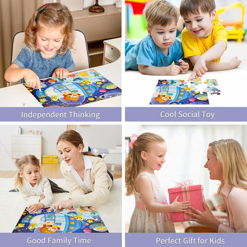 Puzzles for Kids Ages 3-5, Cosmic Adventure Jigsaw Puzzles with Packag Box, 24 Piece Jigsaw Puzzles for 3-8 Years Toddlers, Boys Girls Educational...