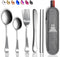Portable Travel Silverware Set With Case, Includes 5 Pcs of Travel Utensils With Case, Stainless Steel Flatware Set For Camping, Easy to Travel, L...
