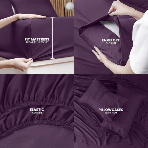 Utopia Bedding Queen Sheet Set – 4 Piece Bed Sheets for Queen Size Bed, Soft and Breathable Microfiber, Includes 1 Fitted Sheet, 1 Flat Sheet and ...