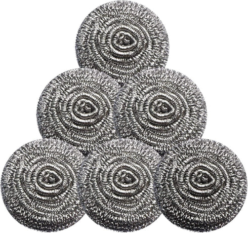 Stainless Steel Scrubber Scrubbing Scouring Pad Magic Eraser Sponges Clean Pot Pan and Broiler Rack Steel Wool for Kitchen Bathroom (6Pcs Metal Sc...