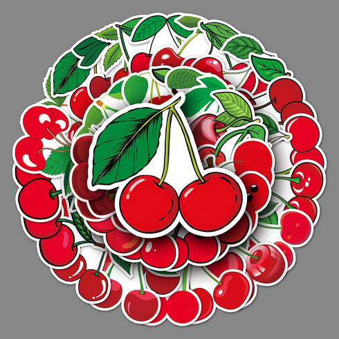 50pcs Cherry Stickers Vinyl Red Fruits Stickers for Water Bottle Laptop Skateboard Phone Computer Bike Cars Guitar Luggage Suitcase,Cute Waterproo...