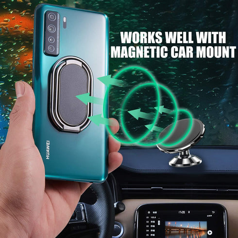 Phone Ring Holder Finger Kickstand Foldable Cellphone Stand 360° Degree Rotation Metal Ring Grip Holder for Magnetic Car Mount Compatible with iPh...