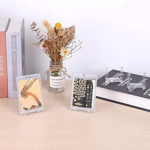 Hipiwe 10 Packs Acrylic Easel Stands Belt Buckle Display Easel Clear Display Easel Holder for Belt Buckles Badges Coins Medals Sport Trading Cards...