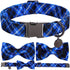 Dog Collar with Bow Tie, Cotton Dog Bowtie Collar for Medium Girl Boy Dog, Holiday Blue Dog Collar with Durable Metal Buckle, Cute Plaid Pet Colla...