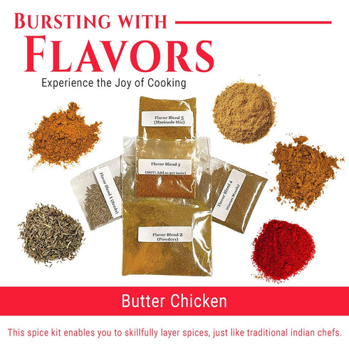 BUTTER CHICKEN MAKHANI INDIAN SPICEs Kit by Flavor Temptations | Home Cook Authentic Indian food with Beginner Seasoning Set | Gluten Free, Salt F...