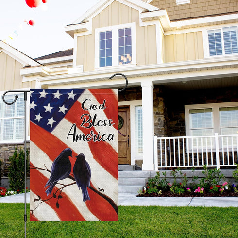 God Bless America 4th of July Garden Flag Patriotic Birds House Flag 12x18 Inch Double Sided, America Independence Day Flag Memorial Day Yard Bann...
