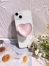 Transparent Heart Shaped Mobile Phone Grip, Pink Resin Folding Stand, Transparent Elastic Base, iPhone Convenient Mobile Phone Accessory (Pink)...