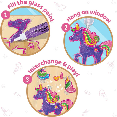 Imagimake Window Art Unicorn Toy Painting Kit | Suncatcher Art Supplies | Unicorn Gifts for Girls Age 6-8 | Kids Crafts for Girls Ages 8-12 | Toys...