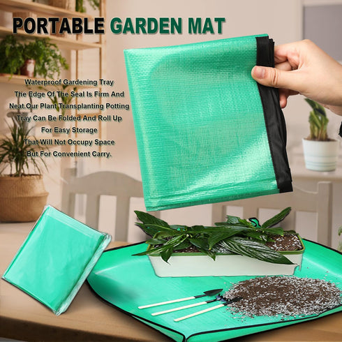 Plant Repotting Mat Waterproof Gardening Mat Plant Transplanting Potting Tray for Indoor Succulent Potting Tarp Portable Thicken PE Mat Garden Wor...