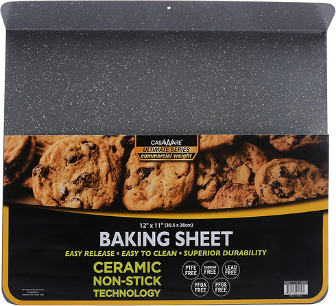 casaWare Toaster Oven 12 x 11-Inch Baking Sheet with a 1.5-Inch Handle (Silver Granite)...