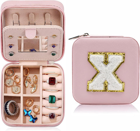 MODENGKONGJIAN Travel Jewelry Case for Women Fashion, Ring Necklace Earring Jewelry Holder Organizer Box, Small Portable Personalized Pink Jewelle...