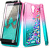 NZND Case for Cricket Icon 2 (2020) U325AC with Tempered Glass Screen Protector (Full Coverage), Glitter Liquid Floating Waterfall Girls Cute Phon...