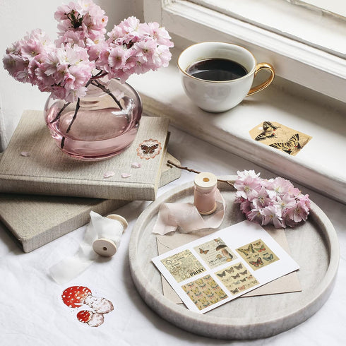 120 Pieces Vintage Scrapbooking Stickers DIY Journaling Scrapbook Adhesive Washi Paper Stamp Stickers Antique Retro Natural Collection Stickers Di...