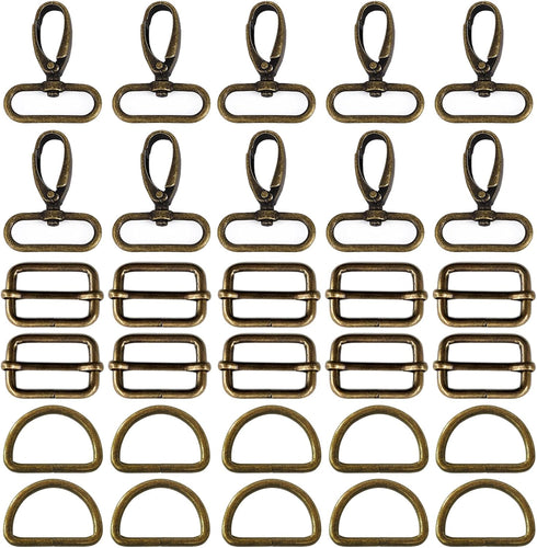 60pcs Keychain Hooks with D Rings Set Purse Hardware Metal Swivel Clip Hook Slides Buckles D-Ring Slide Buckle for Handbag Purse, Strap, Backpack ...