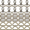 60pcs Keychain Hooks with D Rings Set Purse Hardware Metal Swivel Clip Hook Slides Buckles D-Ring Slide Buckle for Handbag Purse, Strap, Backpack ...