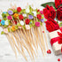 Minisland Multicolor Rose Flower Cocktail Picks, 4.7 Inch Long Bamboo Fancy Toothpicks for Appetizers, Bridal Shower Wedding Valentines Party Food...