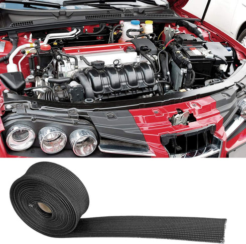 Fiberglass Heat Wrap Wire Shield Sleeve- 1" IDX 10' Adjustable Black Exhaust Heat Shield Spark Plug Wire For Car&Auto Wire Loom Brake Line Cable...