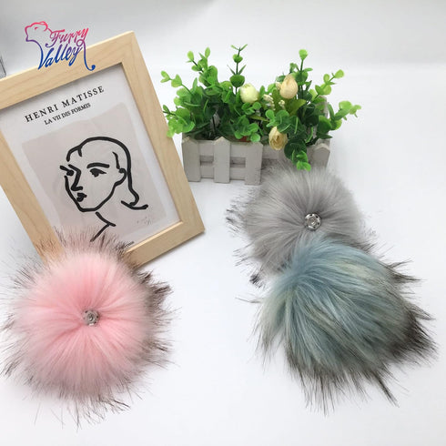 Furryvalley Faux Fur Pompom 6pcs DIY Crafts Fluffy Balls for Hat Shoes Scarves with Snap Fastener Removable Knitting Hat Horse Riding Hat Silk Acc...