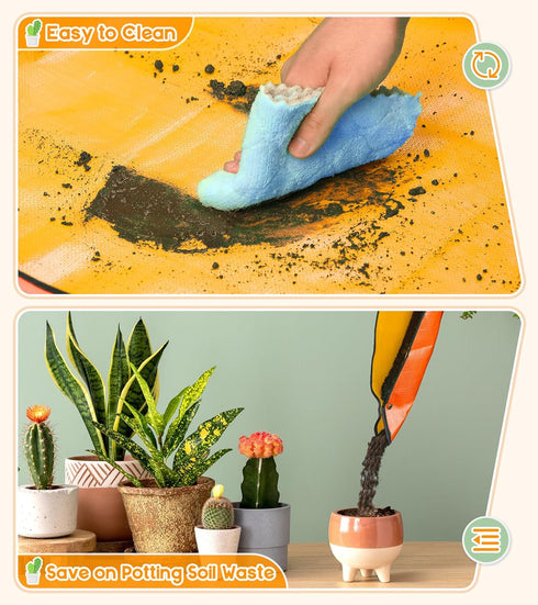 Repotting Mat for Indoor Plants Transplanting, 27 Inches Waterproof Potting Mat Foldable PE Gardening Mat Tray Gift for Plant Lovers - Orange...