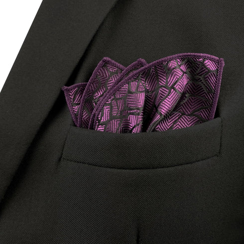 S&W SHLAX&WING Mens Pocket Squares Purple with Dark Fringe Groom's Accessories...