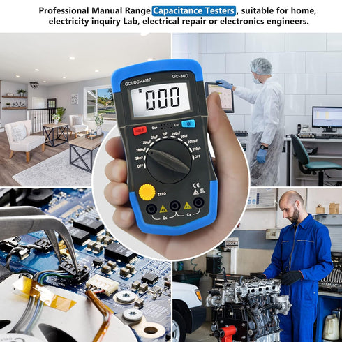 Digital Multimeter Capacitance Meter 200pF-20mF Meter Capacitor Handheld Multimeter Tester with Multi Testers Manual Range Measure Tool, Back Ligh...