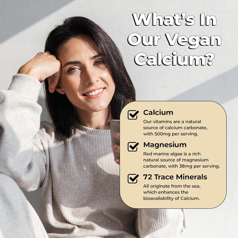 Future Kind Vegan Calcium Supplement (60 Capsules) - Plant-Based Calcium Magnesium Supplement Sourced from Iceland for Teeth and Bone Support - Ca...