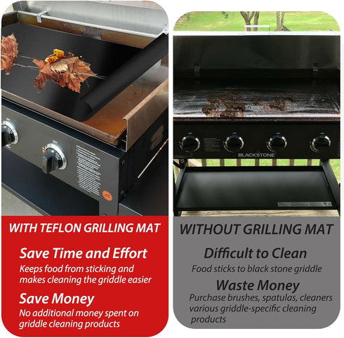 UBeesize 2 Pack 100% Nonstick Grilling Mats for 22 Inch Blackstone Griddle, Resuable Cooking Mats for Grilling, BPA and PFOA Free Heavy Duty BBQ G...