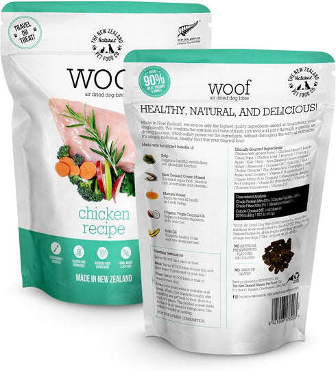Woof - Air Dried Dog Food, Dog Food Toppers for Dry Food, High Protein, Natural Dog Food, Limited Ingredient Recipe Dry Dog Food, Chicken, 3.5 oz...