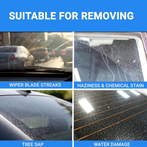 GLASS POLISH DIY 3” Windshield Polishing Kit for Car Glass Restoration, Remove Wiper Blade Damage, Fine Scratches, Haziness, and Water Spots, Rest...