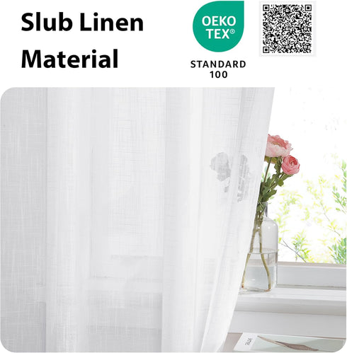 NICETOWN Sidelight French Door Panel, Linen Textured Look Translucent Privacy Side Light Sheer Front Door Curtain Including Tieback, 30 inches Wid...