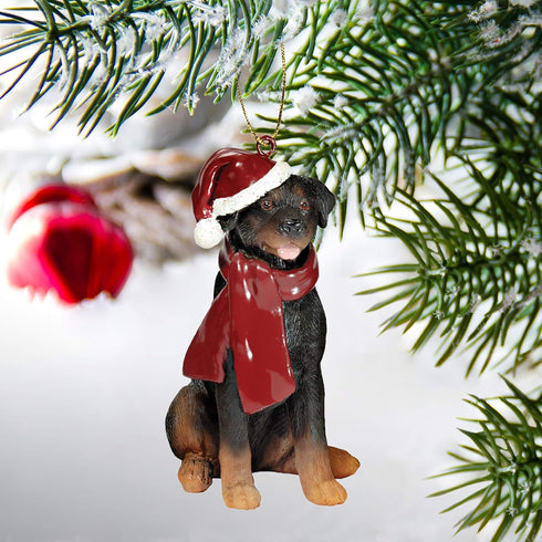 Design Toscano Christmas Xmas Rottweiler Holiday Dog Ornaments, Full Color...