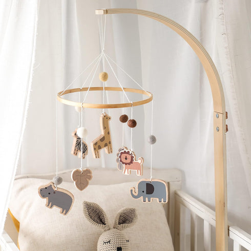 Jungle Animals Crib Mobile - Baby Mobile for Crib - Woodland Nursery Room Decor - Handmade Baby Gifts Nursery Mobiles for Baby Boys & Girls (Zoo M...