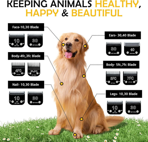 Black Detachable Steel Pet Dog Clipper Blades, Size-5FC, Compatible with Andis Cut Length 1/4"(6.3mm)?22th Ceramic Moving Blade...