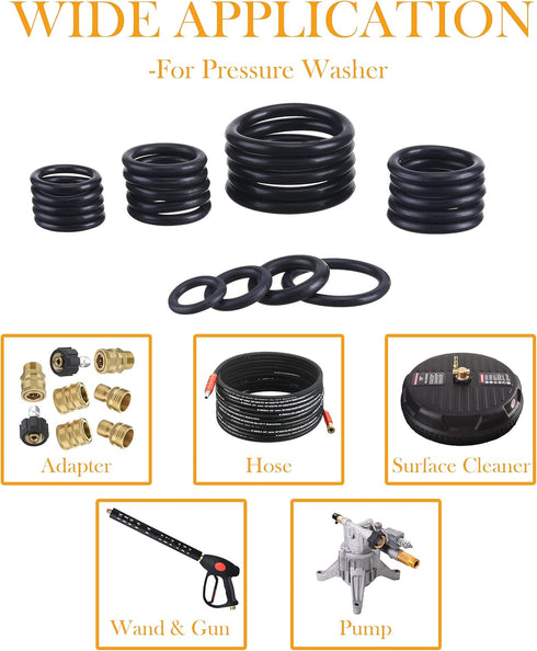 PWACCS High Pressure Washer O Ring Kit, Replacement Rubber Ring for Power Washer, General for Pump, Coupler, Adapter, Hose, Gun and Nozzle, 100 pi...