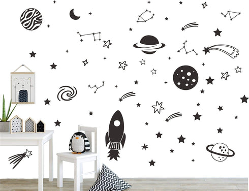Outer Space Stars Plant Wall Decal Vinyl Astronaut Stickers Nursery Decor Gift for Kids Boy Girl Bedroom Art Home Decoration Mural Interior Design...