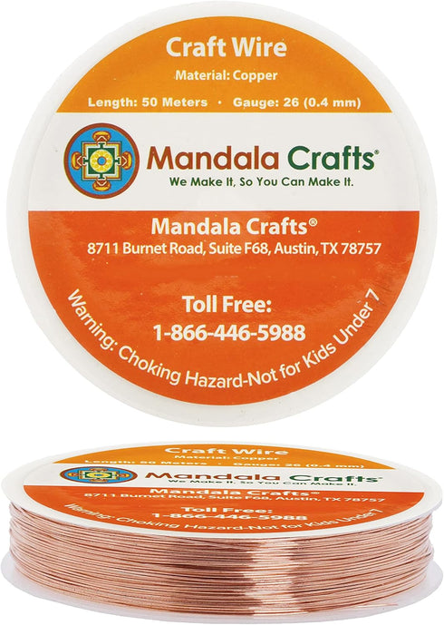 Mandala Crafts Copper Wire for Jewelry Making 26 Gauge, 55 Yards, Bare Copper...