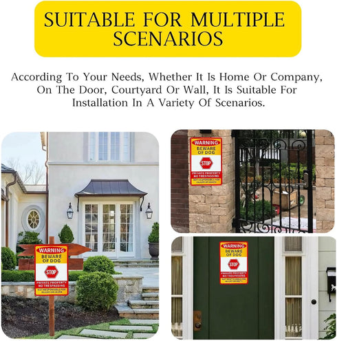 2 Pack Beware Of Dog Sign,12x8 Inch Rustproof Aluminium Metal Sign,Beware Of Dog Signs For Fence,Private Property No Trespassing Sign,No Trespassi...