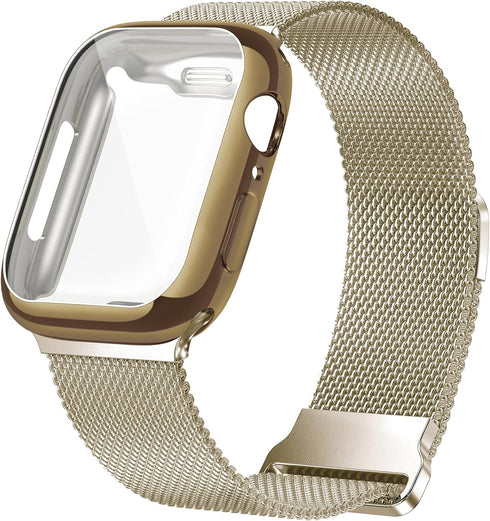 Geoumy Metal Magnetic Bands Compatible for Apple Watch 38mm with Case, Stainless Steel Milanese Mesh Loop Replacement Strap Compatible with iWatch...