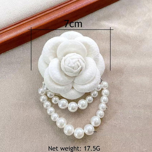 Vintage Camellia Pearl Tassel Brooches Bracelet Bohemian Pearl Safety Pins Bracelets Flower Hairpin Headpieces Shawl Pins Dainty Elegant Lapel Pin...