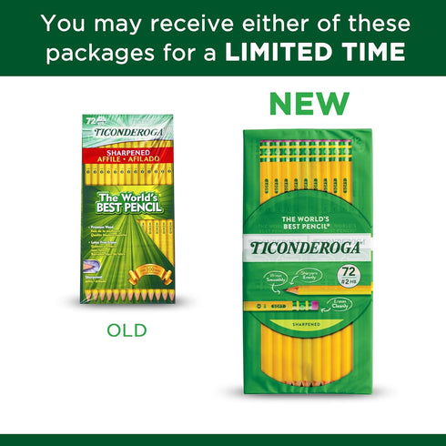 Ticonderoga Wood-Cased Pencils, Pre-Sharpened, 2 HB Soft, Yellow, 72 Count...