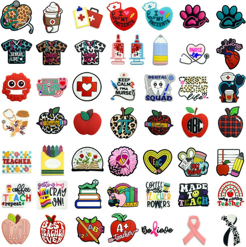 Silicone Focal Beads Teacher Nurse Focal Silicone Beads Bulk for Pens Silicone Focal Beads for Keychain Making Bracelet Necklace Handmade Crafts(T...