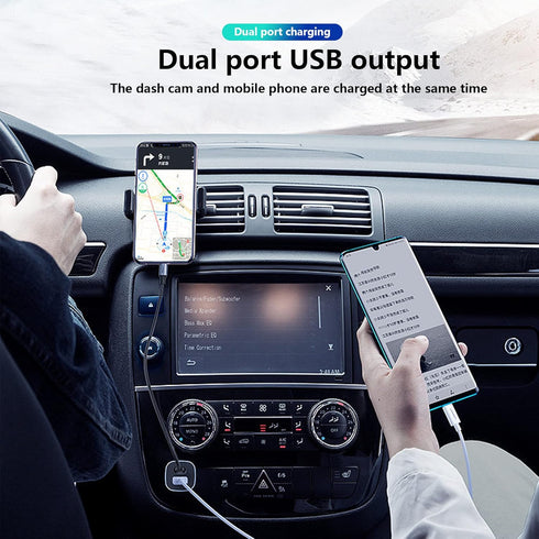 MEIRIYFA Dash Cam Power Cable, Dash Cam Charger Mini USB, QC3.0 Fast Vehicle Car Charger with Dual USB Ports for Various Models of Car DVR, Naviga...