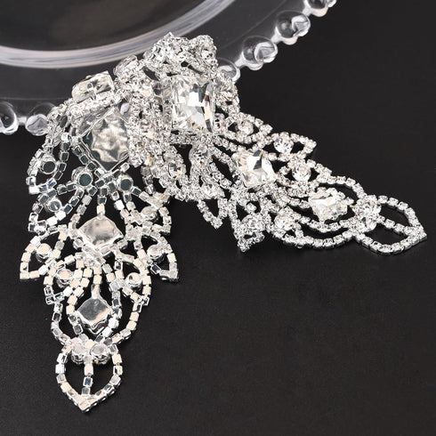 Sliver Rhinestone Flower Applique, 1 Piece Crystal Applique Embellishment Crystal Patch for Wedding Dress Bridal Shoe Bag Decor DIY Supplies...