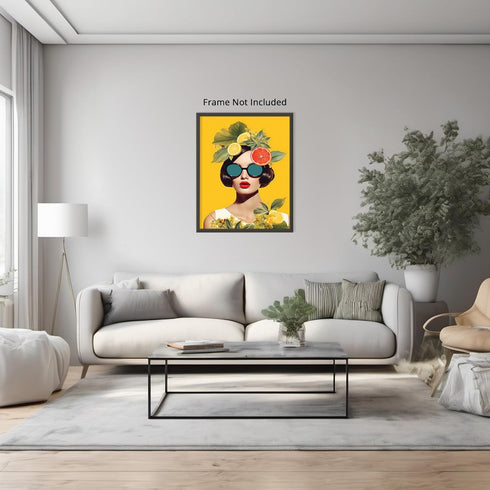 Posterizer 1 pcs-vintage fashion-woman , fruits , flowers collage-Abstract & Modern Art-Retro Art-Gift for Art Lovers-Art for Cafe, Restaurant, Co...